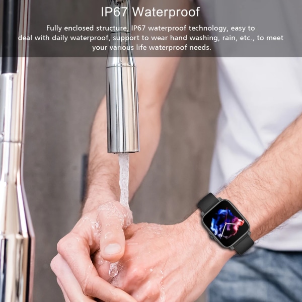 Bluetooth Svara samtal Smart Watch Herr Puls Fitness Tracker Klockor IP67 Vattentät Dam Smartwatch för Android IOS Gray