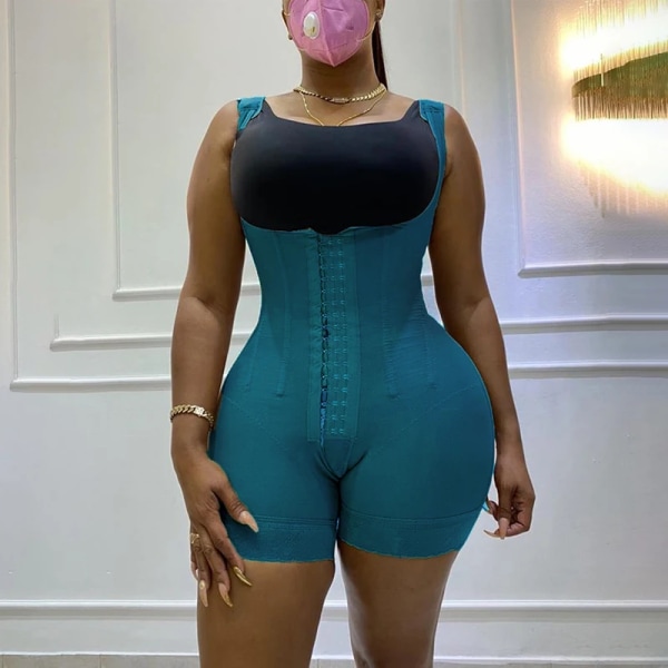 Kvinnor Öppen byst Korsett Kroppsformare Hög kompression Magkontroll Waist trainer Rumplyft Body Skims Fajas Colombianas Blue XL