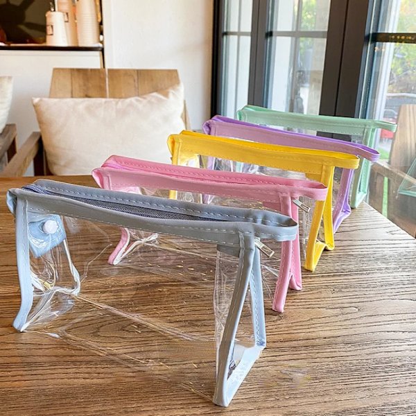 DIY Tjejer Transparent kosmetisk väska Kvinnor Dragkedja Klara sminkväskor Case Resor PVC Bad Toalettartiklar Tvätt Förvaringsväska yellow