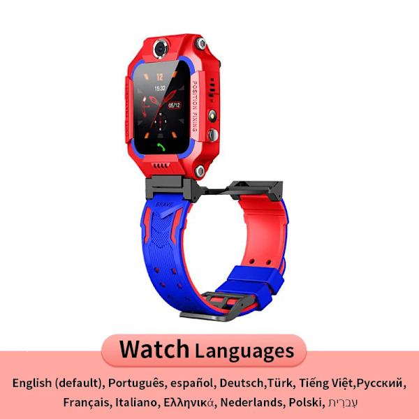 Barn Smart Watch Sim-kort SOS Ring Telefon Smartwatch För Barn Foto Vattentät Kamera Plats Tracker Present för pojkar och flickor W19-360 Red
