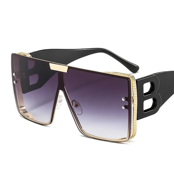 Mode Stor Båg B Bokstäver Solglasögon Kvinnor 2023 Lyxmärke Retro Fyrkantig Metall Solglasögon Män Mode Gradient Shades Dam C1 Other