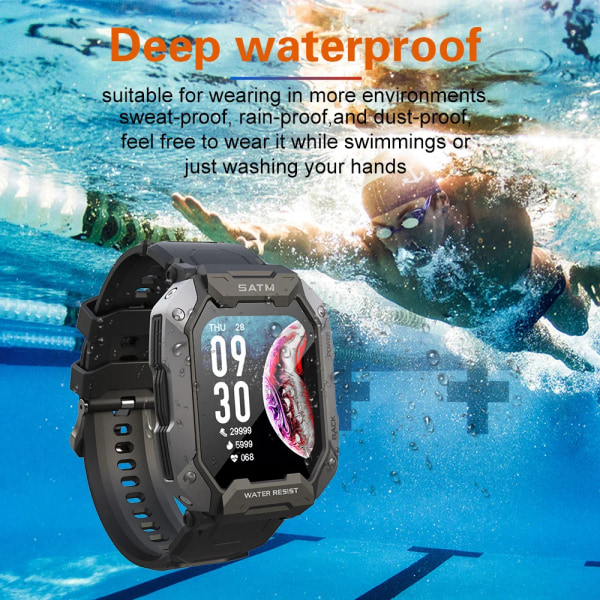 SKMEI 1,71 tum Smart Watch Herr Stegräknare Simning Sport Fitness Tracker IP68 Vattentät Bluetooth SmartWatch för Android ios Green 2