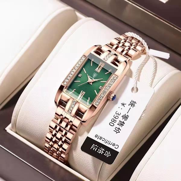 POEDAGAR Högkvalitativ watch Toppmärke Lyxigt Mode Affärsrektangel Vattentät Kvarts Damklockor i rostfritt stål Gold WineRed Leather