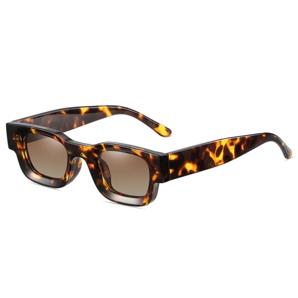 DYTYMJ Polariserade solglasögon Män Liten båge Fyrkantiga solglasögon Anti Blue Light Glasögonbåge Dam/män Hip Hop Oculo Masculino LeopardTea-Polarized Free Cloth