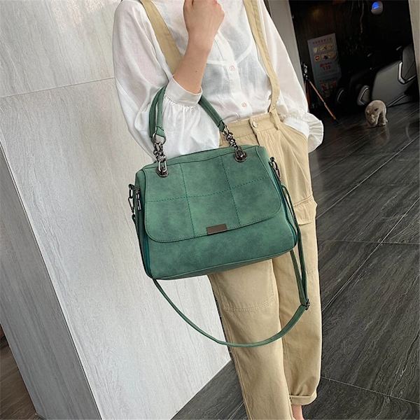 Matt handväska för damer Scrub axelväska för kvinnor Crossbody-väska med stor kapacitet PU-läder Casual Tote Resehandväska Boston kvinnlig väska Gray