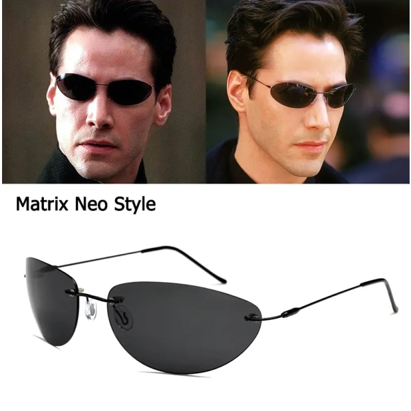 JackJad 2021 Mode Cool The Matrix Neo Style Polarized Solglasögon Ultralätta båglösa män Körning Brand Design Solglasögon Ocul Matrix Neo Style Polarized