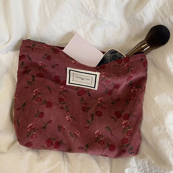 Stor Kvinnor Blommig Kosmetikväska Blommor Sminkväska Resesmink Case Organizer Kvinnlig Handväska Clutch Handväska Dragkedja P