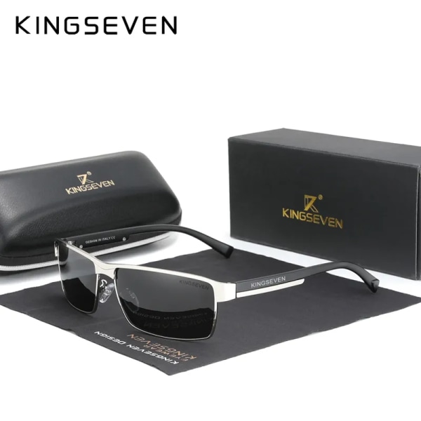 KINGSEVEN 2022 NYA polariserade solglasögon män kvinnor kör fyrkantiga glasögon herr solglasögon herr goggle UV400 Gafas De Sol Silver Gray