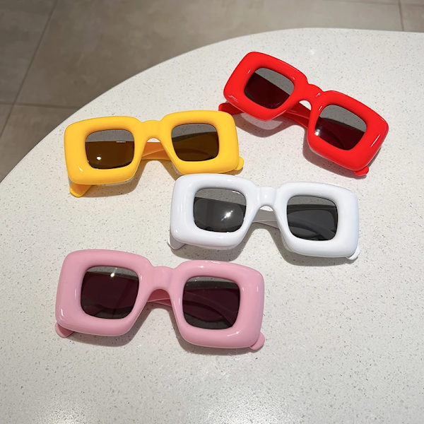 KAMMPT överdimensionerade fyrkantiga solglasögon Män Kvinnor Mode Uppblåsta bågar Solglasögon Trendig Ny design UV400 Goggle Solglasögon red as picture shows