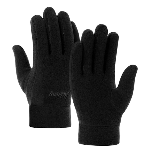 Vinterfleece Herr Dam Skidhandskar Vindtät thermal pekskärm Utomhus Sport Halkfri Cykling Snowboard Varma snöskoterhandskar Thick - Black