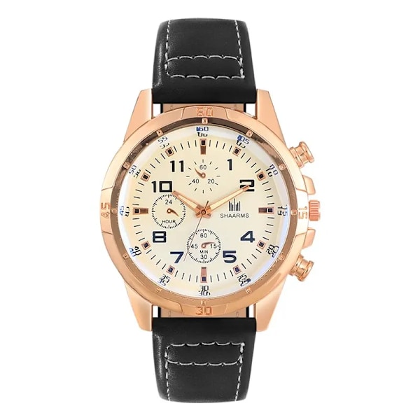 Herrmodeklocka Watch med stor urtavla Läderrem överdimensionerad watch Army Military Relogios Masculino Black