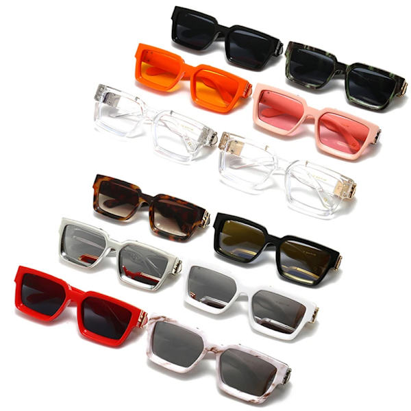 SHAUNA Retro Square Solglasögon UV400 Red gray as the picture