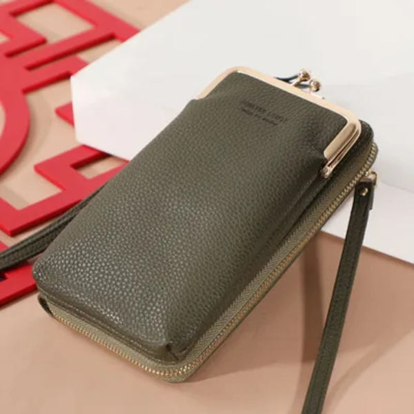 Mode små handväskor Crossbody-väskor Kvinnor Mini PU-läder Axelremsväska För GirlBolsas Damtelefonväska Blixtlåsflik green