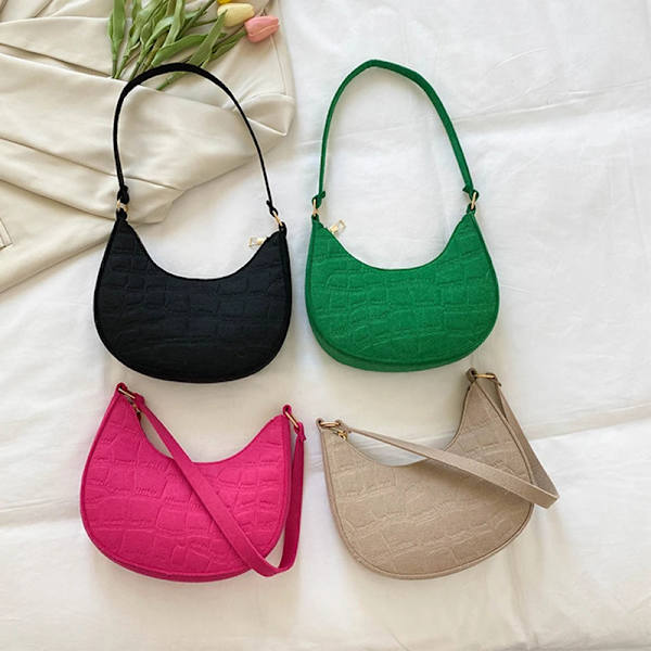 Mode Kvinnor Handväska Enfärgad Casual Mini Underarm Väska Kvinna Grön Kedja Axelväska Dam Läder Tote Bag Rose red shoulder