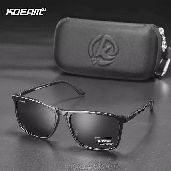 KDEAM Ultralight fiskesolglasögon polariserade körsolglasögon för män Resa Lyxiga solglasögon för kvinnor med case C1Glossy Black