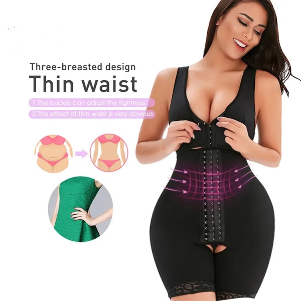 Kvinnor Body Shaper Post Fettsugning Gördel Bodysuit Väst Midja Shaper Reductoras Shapewear Body Shaper Bodysuit Black D1628 XL