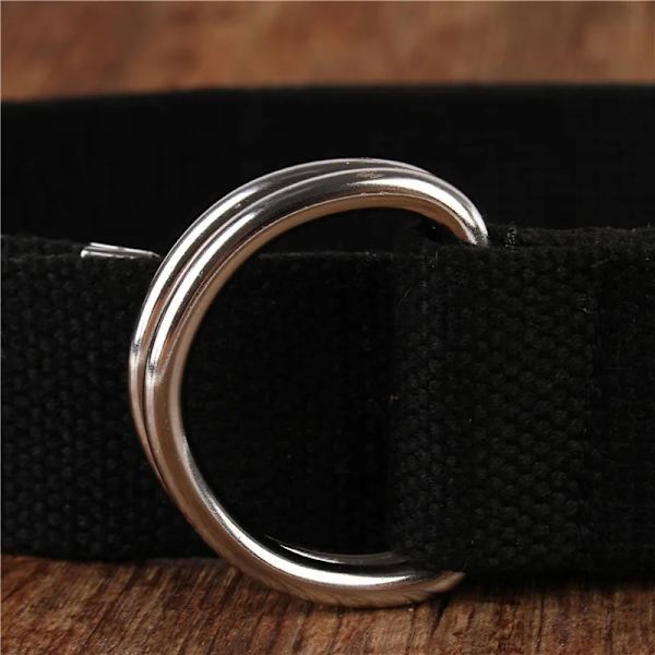 Mode bälte för män/kvinnor D-format dubbelringspänne Enkelt solid bomullscanvas All-match unisex canvasbälten Midjebälte lyx Light grey 115CM
