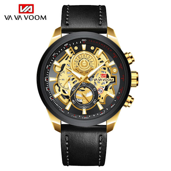 Watch Watch Mode Mekanisk stil Läder Student Watch Kalender Vattentät Armbandsur Relogio Masculino 2311P-JH1
