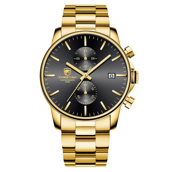 Klockor för män Warterproof Sport Watch CHEETAH Top Märke Lyxklocka Man Business Quartz Armbandsur Relogio Masculino Gold Black Face