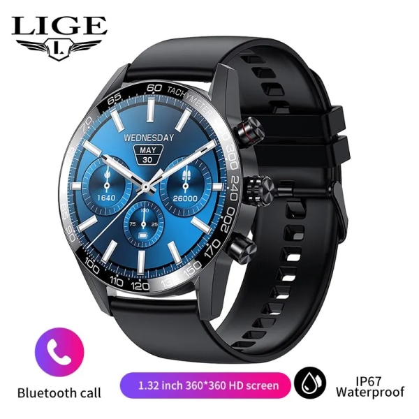 LIGE Smarta klockor för män Smart Watch Bluetooth Calling Smartwatch Fashion Business Klocka Ny Smartband Man Reloj 360 360 black