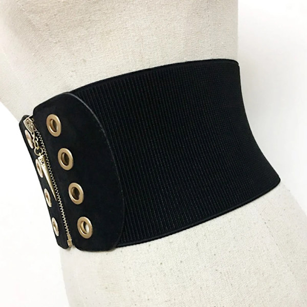 Kvinnor Ultrabredt Korsettbälte Kvinnligt Mode Smal Svart Elastisk Kroppsstil Klänning med hög midja Stretchbälten För Kvinna Midjeband 101 Black Free Size