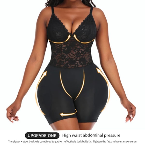 2023 Summer INS Sexig spets slimming bodysuit för kvinnor FAKE ASS Butt Lifter Shapewear Hip Enhancer Vadderade underkläder Fajas Beige-Hip Pads 4XL