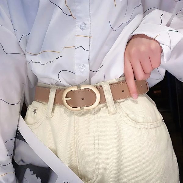 Mode Läderbälten för kvinnor Enkel Mental Pin Spänne Flickor Tunt Bälte Denim Jeans Klänning Kjol Lyxmärke Retro midjeband Red-2cm 105CM
