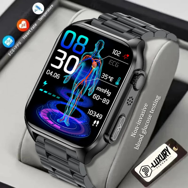 LYCKLIG EKG+PPG Smart Watch Män Laserbehandling av hypertoni Hyperglykemi Hyperlipidemi Puls Hälsosam Sport Smartwatch Black net