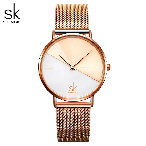 Shengke Original Design Dam Klockor Kreativt Mode Dam Quartz Armbandsur SK Dam Clock Movement Montre Feminino Watch rosegold band