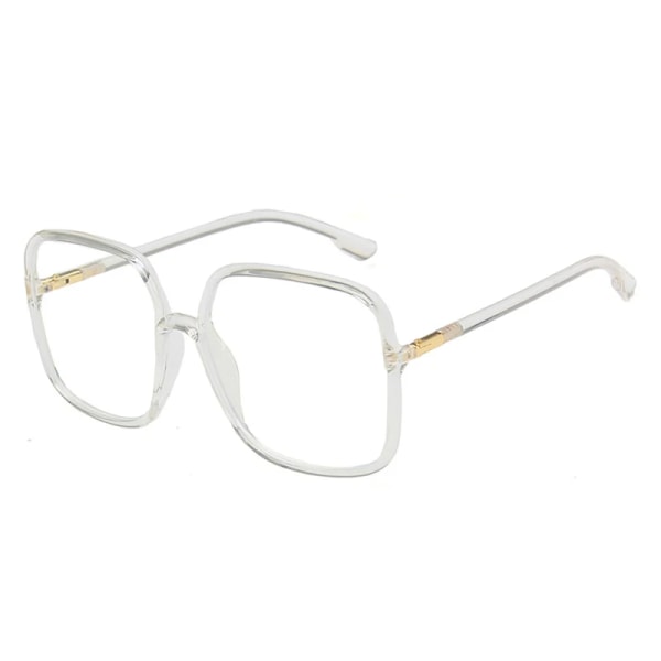Klassiska vintage solglasögon kvinnor överdimensionerad fyrkantig plastbåge Lyx märkesdesigner Klargrå rosa linsskydd Oculos O523 Clear-Clear