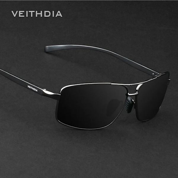 VEITHDIA Brand Designer Solglasögon Herr Körsport Polariserad UV400-lins Man Utomhus Solglasögon Glasögontillbehör 2458 gray red package B