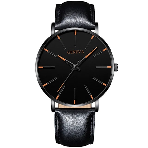 Rostfritt stål Mesh bälte Watch för män Minimalistisk ultratunn klocka Mode mäns watch relogio masculino Leather Black Orange