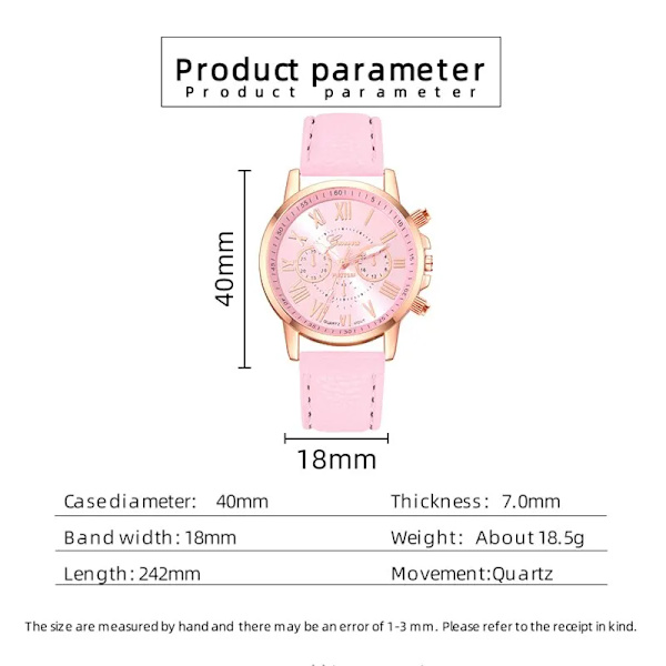 2023 Genève Mode Kvinnor Rosa Läder Klockor Unisex Quartz Watch för Kvinnor Business Casual Watch Relogio Feminino Pink