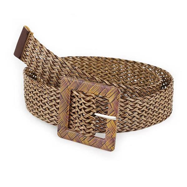2020 Mode Halm Bälte Dam Flätad midja Plus Size Dam Bälten för Dam 2020 Vävt Spänne Boho Bred Cummerbunds Flät Bälte 4 (100x4.2cm) 95CM