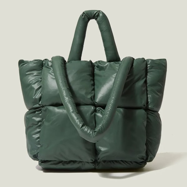 Mode Stora tyg Vadderade handväskor Designer Quiltade Kvinnor Axelväskor Lyx Nylon Dun bomull Crossbody Väska Vinterväska Green mini