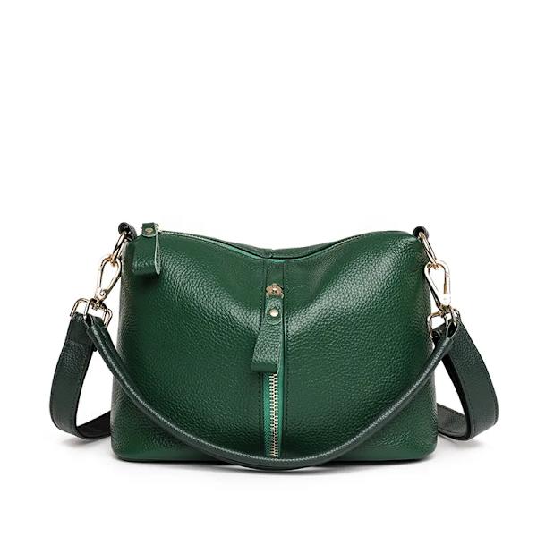 Väskor i äkta läder för kvinnor Casual Enkel Små handväskor för kvinnor Högkvalitativ naturlig nötkött Kvinnlig axlar Crossbody Tote Green