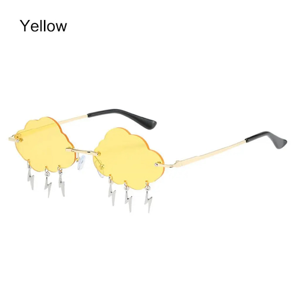 Cykelsolglasögon i molnform utan båg med blixthänge Dammärkesdesigner Lyx Rolig UV400 solglasögonskydd Yellow