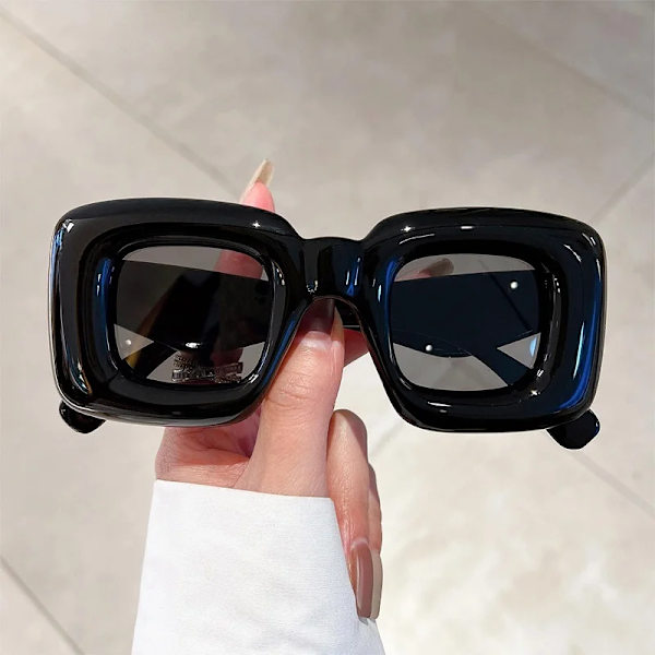 KAMMPT överdimensionerade fyrkantiga solglasögon Män Kvinnor Mode Uppblåsta bågar Solglasögon Trendig Ny design UV400 Goggle Solglasögon black as picture shows