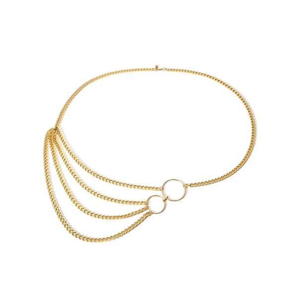 Mode Byxor Midjekedja Kläder Accessoarer Midjekedja i flera lager Hip Hop tofsar Speciellt utseende Choker Smycken presenter Gold B 1pcs