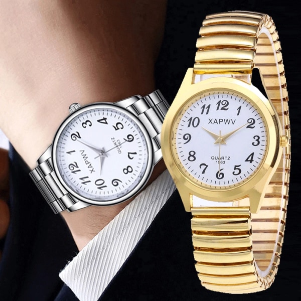 Mode Kvinnor Män Watch Flexibelt elastiskt band Quartz Armbandsur Stålband Watch Watch Present Man(.385)