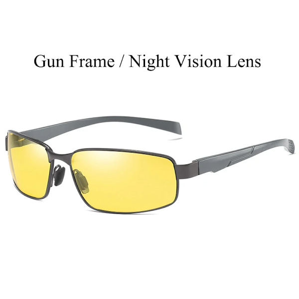 AORON Polarized Solglasögon Män Goggles Sportkörning Solglasögon Anti-UV400 Aluminium Magnesium Ram Solglasögon Polarized Gun Night Vision With Glasses Bag
