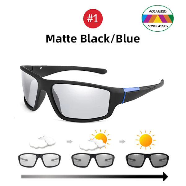 VIVIBEE Män Photochromic Solglasögon Svarta Sportglasögon Kvinnor Färgskiftande Polariserad körning 2022 Missfärgning Solglasögon 1 Black Blue As Picture