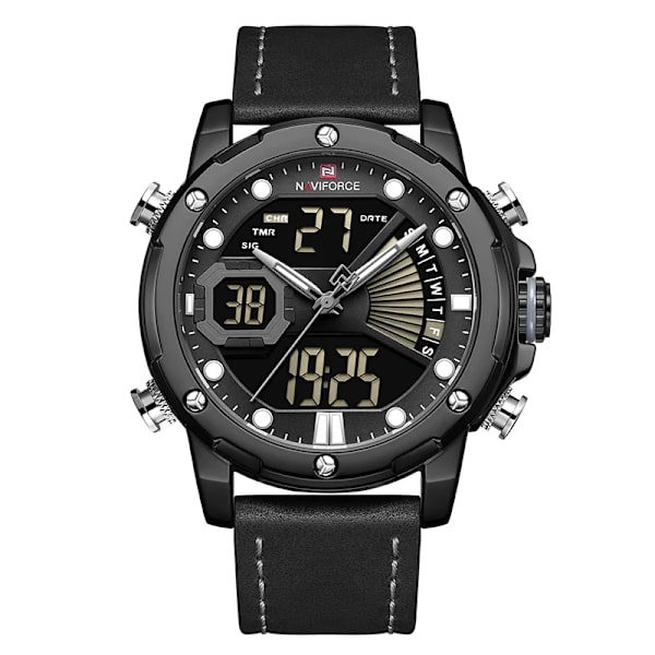 NAVIFORCE Watch Topp Lyxmärke Mode Sport Armbandsur LED Analog Digital Quartz Man Klocka Vattentät Relogio Masculino Black