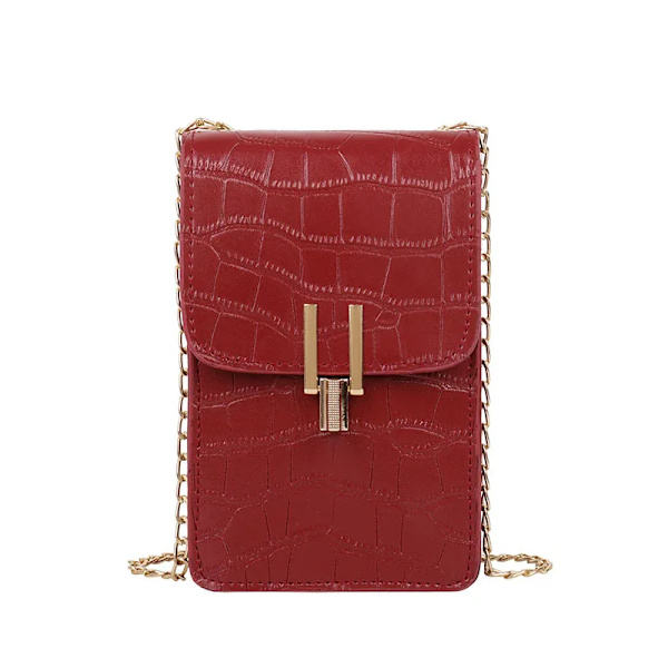 Krokodilmönster Mode Damväska Högkvalitativ textur Axelväska Mobiltelefonväska PU-spänne Crossbody-väskor för kvinnor Red