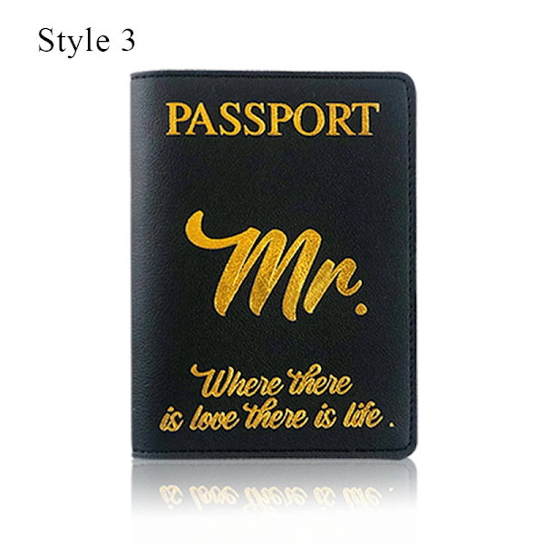Par Pass Mapp Pass Cover Resedokument Väska Bröllopspresent Mr Fru Brev Utskrift Enkel PU case style 3