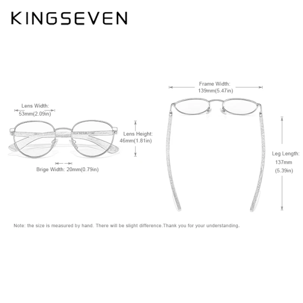 KINGSEVEN 2022 svarta valnötsträsolglasögon för män Polariserad UV400-skydd rund lins retroglasögon handgjorda glasögon för kvinnor Silver Gradient Gray Original