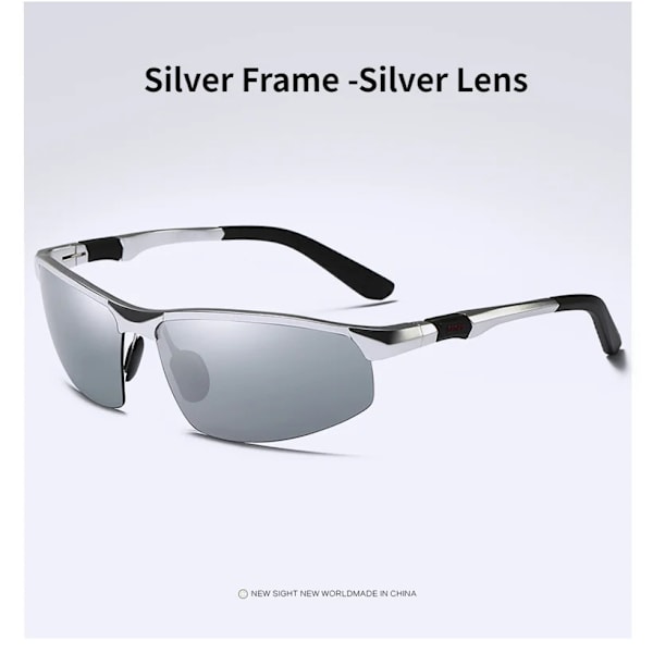 Polariserade solglasögon för män Högkvalitativ aluminium Magnesiumbåge Solglasögon UV400 Sportkörning Solglasögon män Silver Frame -Silver With Glasses Case