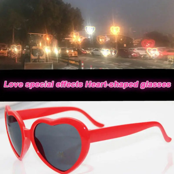 Love Special Effect Hjärtformade glasögon Mode Hjärta Diffraktion Solglasögon Watch på Nattljusen Bli Love Special Effect RED A