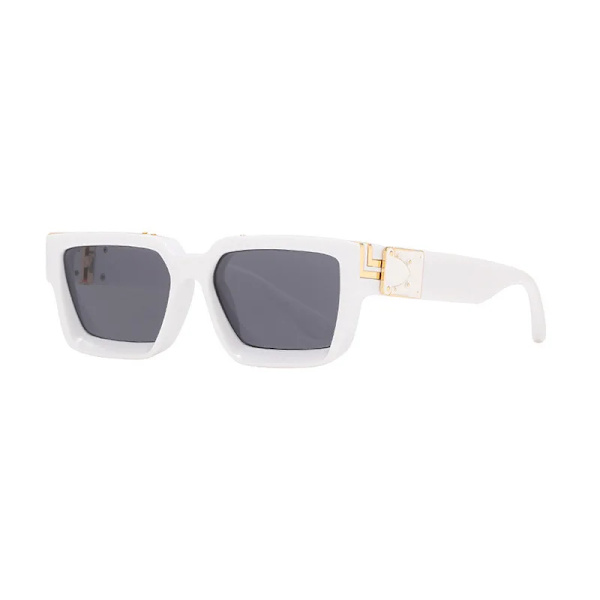 SHAUNA Retro Square Solglasögon UV400 White Grey as the picture