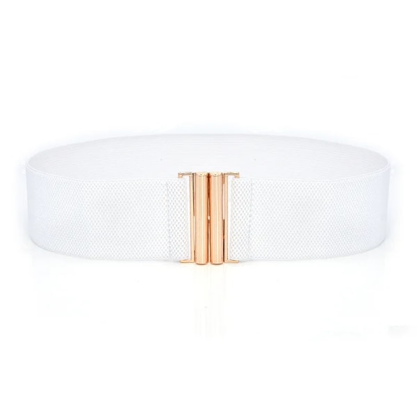 Brett resårbälte Enfärgad korsettbälte Metallspänne Dammode Cummerband Stretch Cinch midjeband Dam midjebälte style 2-white One Size